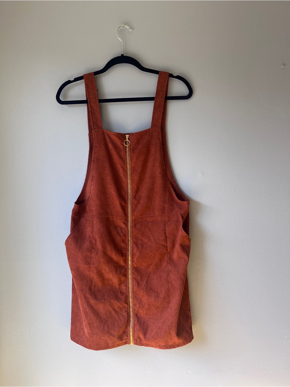Y2K Corduroy Pinafore Rust Orange Retro Overall Jumper Mini Dress